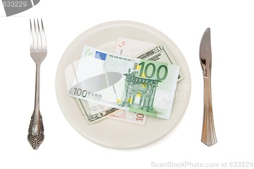 Image of Money on the plate isolated 