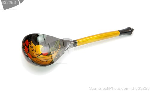 Image of Russian wooden hand-painted spoon isolated