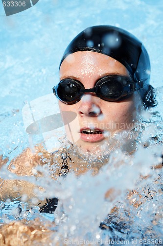 Image of Swimmer in the water with spray