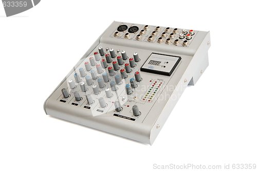 Image of Small gray sound mixer console isolated