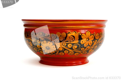 Image of Painted Russian wooden bowl  isolated