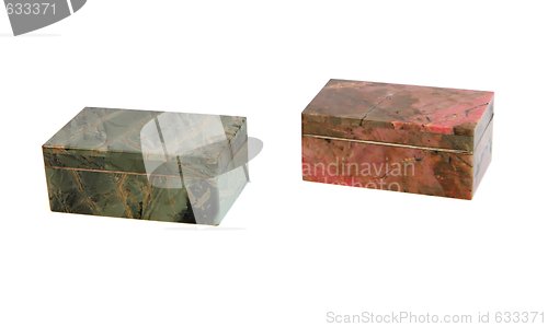 Image of Two closed stone caskets isolated