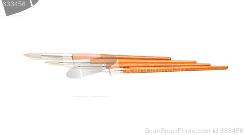 Image of Set of four paintbrushes isolated 