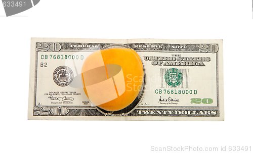 Image of Apricot on twenty dollar bill isolated