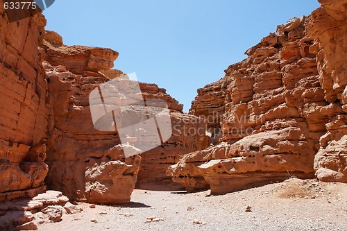 Image of Desert landscape of weathered red rocks