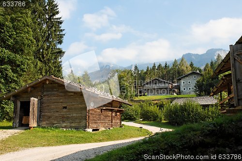 Image of Peasants houses and barns in Open Air Museum in Salzburg, Austria