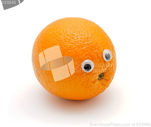 Image of Funny orange fruit with eyes isolated