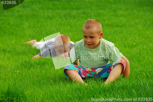 Image of two boys on the grass