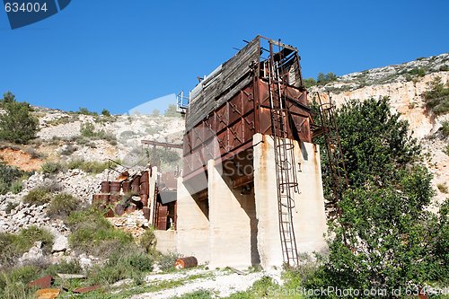 Image of Old abandoned stone quarry machinery