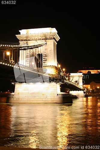 Image of Chain bridge at night - Budapest, Hungary