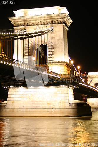 Image of Chain bridge at night - Budapest, Hungary