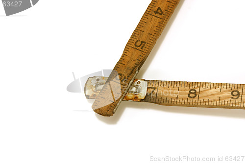 Image of Close up on an Old Measuring Tape / Ruler Corner