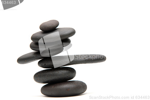 Image of Balanced black lavas pebble isolated on white