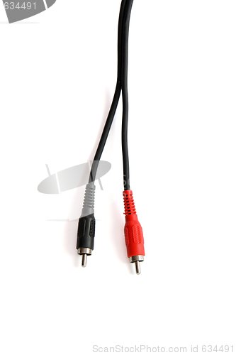 Image of Red and black headphone plug isolated 