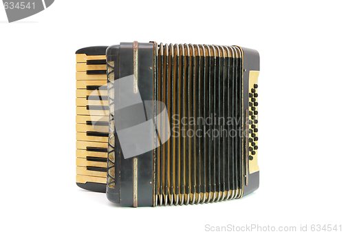 Image of Vintage 1930 black accordion isolated 