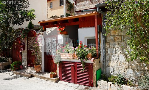 Image of Tiny veranda or porch at house entrance 