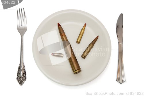 Image of Various cartridges on the plate the isolated