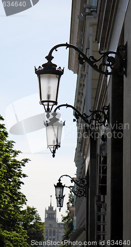 Image of Retro street lanterns in perspective