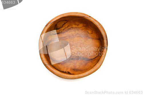 Image of Wooden bowl top view isolated