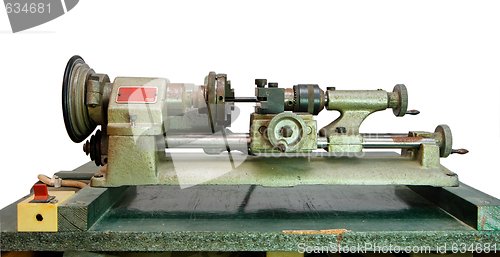 Image of Small metal lathe isolated 