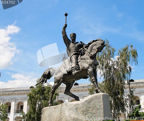 Image of Equestrian statue of hetman Sahaidachny in Kiev, Ukraine