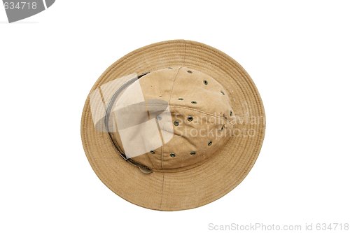 Image of Old soviet army summer hat top view  isolated 