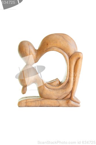 Image of Wooden sculpture of lovers isolated