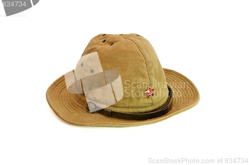 Image of Old soviet army summer hat isolated 