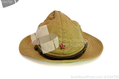 Image of Old soviet army summer hat isolated 