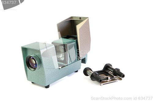 Image of Vintage side projector with film holder isolated