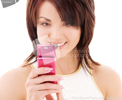 Image of happy woman with cell phone