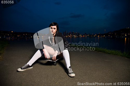 Image of Beautiful skater teen girl