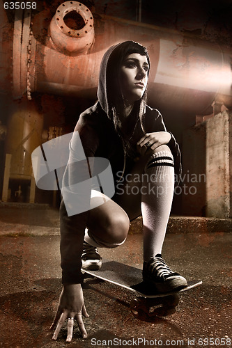 Image of Beautiful skater teen girl