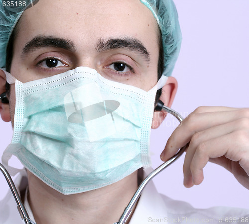 Image of Portrait of a young doctor with stethoscope.