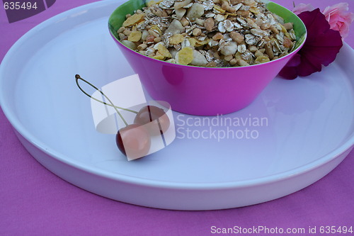 Image of Fruit muesli and cherries