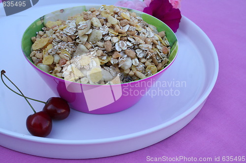 Image of Fruit muesli and cherries