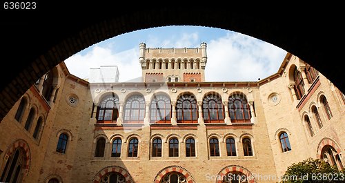 Image of Neo-Byzantine building of Vienna Arsenal through the archway