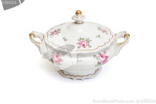 Image of Vintage porcelain tureen isolated 