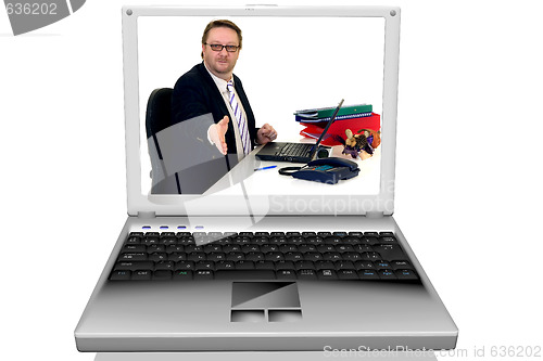 Image of Businessman in laptop, notebook