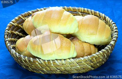 Image of  fresh baked rolls in a basket 