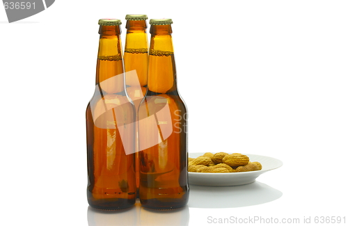 Image of Bottles of Beer over White