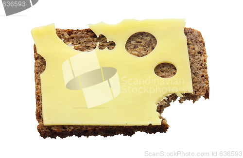 Image of Some bread & cheese on the white background