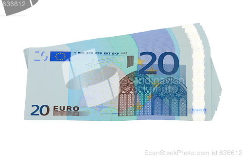 Image of 20 Euro banknotes, isolated