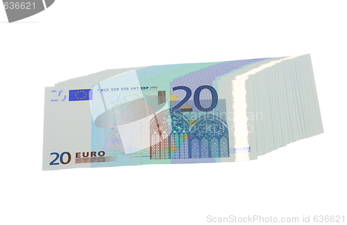 Image of 20 Euro banknotes, isolated