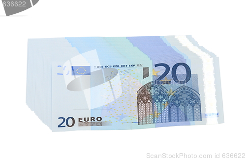 Image of 20 Euro banknotes, isolated