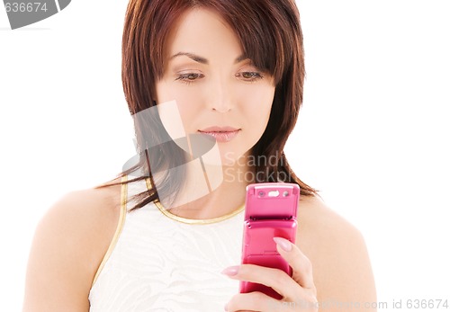 Image of happy woman with cell phone