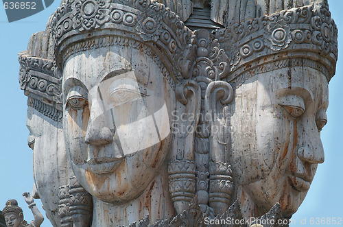 Image of Details of wooden temple in Pattaya, Thailand