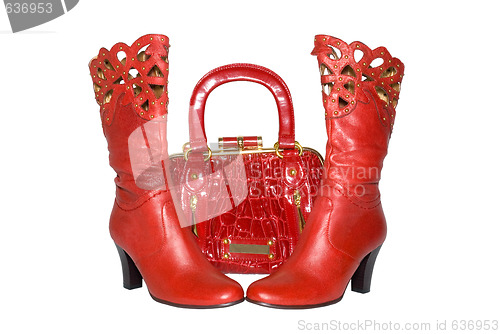 Image of Red handbag and boots