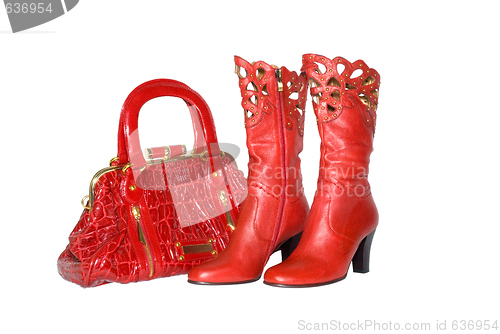 Image of Red handbag and boots