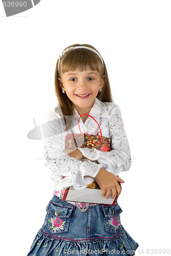 Image of The girl with a gift box